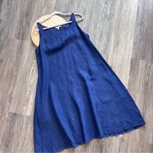 Eileen Fisher Blue Linen Tank Dress Large